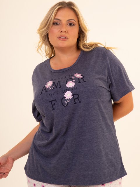 Pijama Feminino Plus Size Capri - Floresça