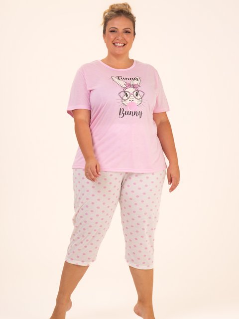 Pijama Feminino Plus Size Capri - Funny Bunny