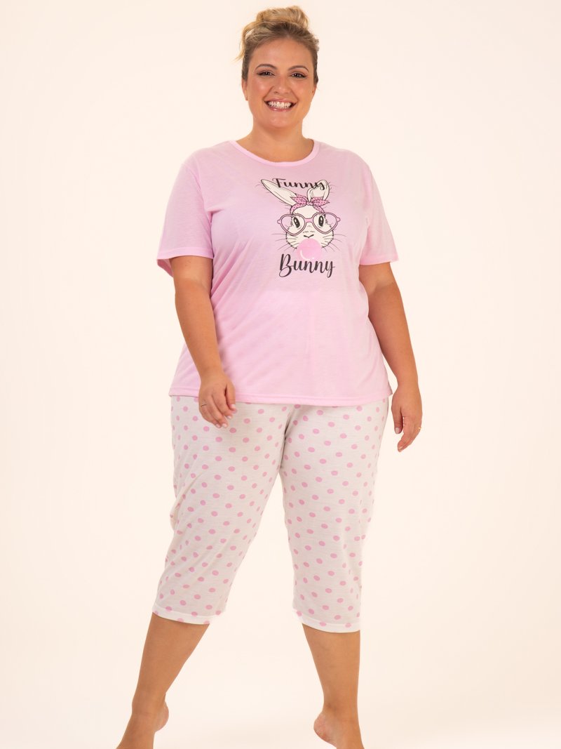 Pijama Feminino Plus Size Capri - Funny Bunny