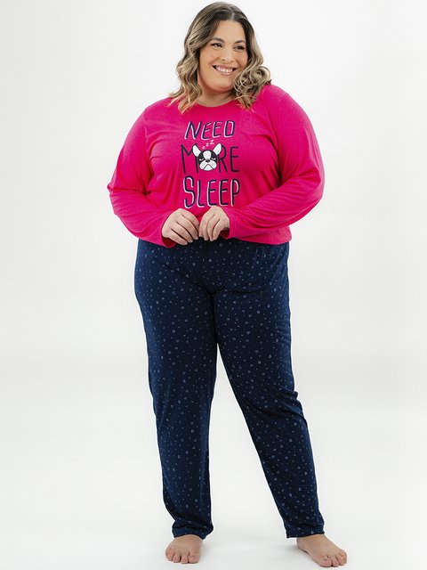 Pijama Feminino Plus Size de Inverno - Renove as Energias