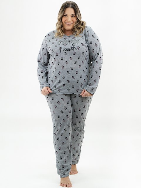 Pijama Feminino Plus Size de Inverno - Compartilhe a Felicidade