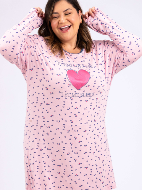 Camisola Plus Size Manga Longa - Me Deixe Dormir 