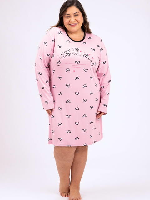 Camisola Plus Size Manga Longa - Escute Seu Coração 
