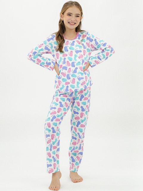 Pijama Infantil Menina de Inverno - Gatinhos 
