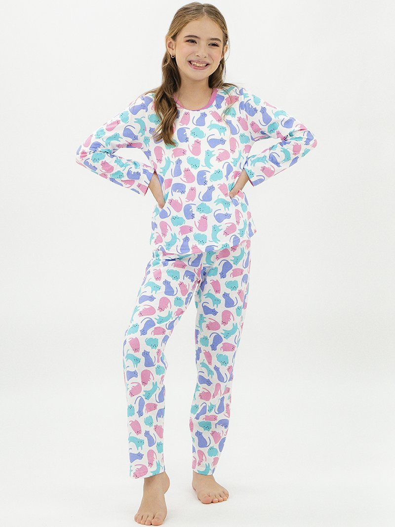 Pijama Infantil Menina de Inverno - Gatinhos