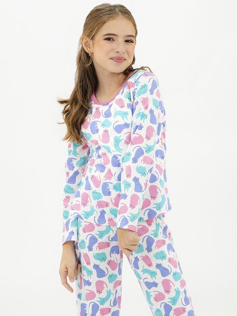 Pijama Infantil Menina de Inverno - Gatinhos 
