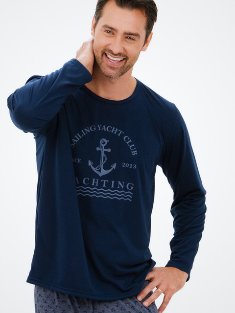Pijama Masculino Plus Size de Inverno - Navegar 