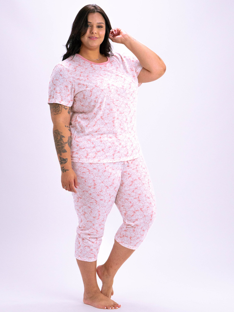 Pijama Feminino Plus Size Capri - Ursinhos Fofos