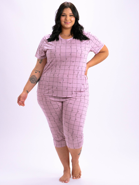Pijama Feminino Plus Size Capri - Line