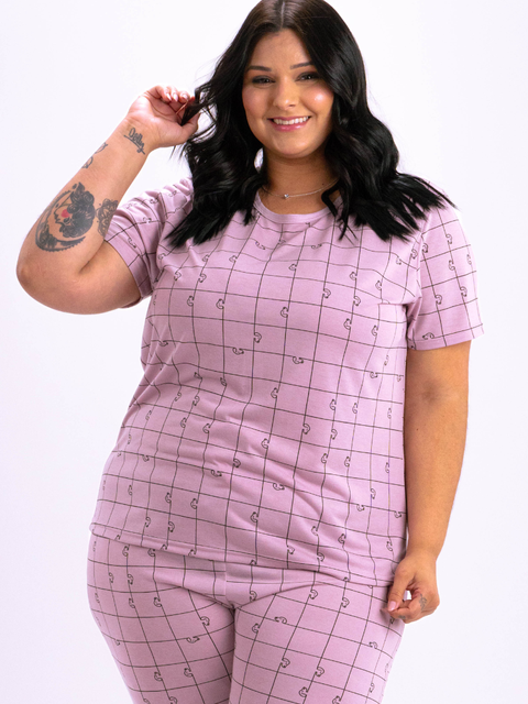 Pijama Feminino Plus Size Capri - Line