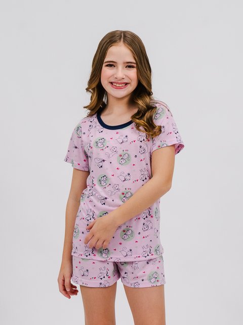 Pijama Infantil Menina de Verão - Miau 