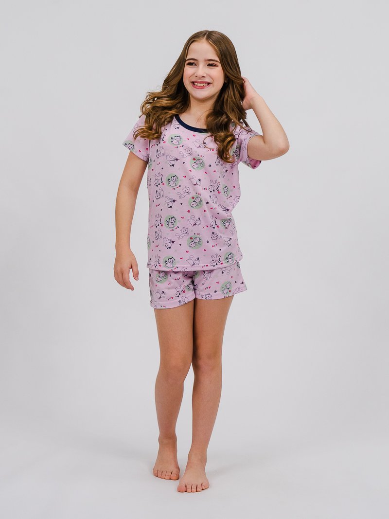 Pijama Infantil Menina de Verão - Miau