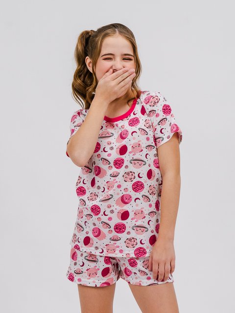 Pijama Infantil Menina de Verão - Planetas 