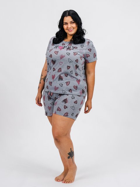 Pijama Feminino Plus Size de Verão - Happy Love 