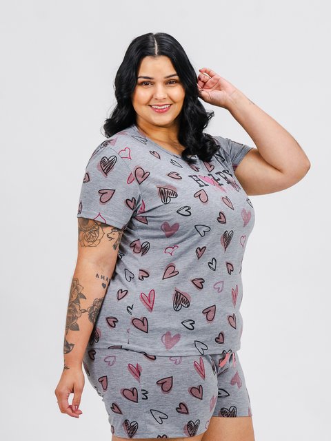 Pijama Feminino Plus Size de Verão - Happy Love 