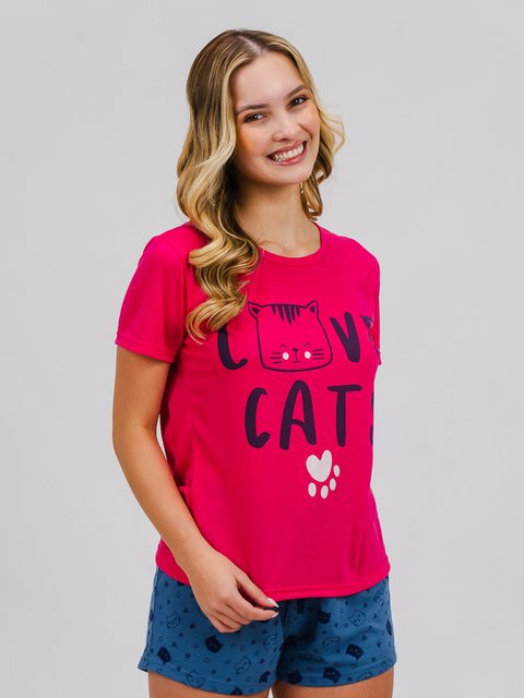 Pijama Feminino de Verão - Love Cats