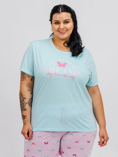 Pijama Feminino Plus Size de Verão - Butterfly Dreams 