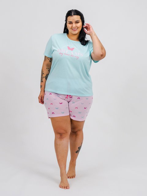 Pijama Feminino Plus Size de Verão - Butterfly Dreams 