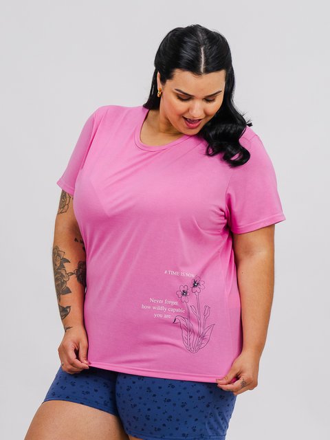 Pijama Feminino Plus Size de Verão - Time Is Now