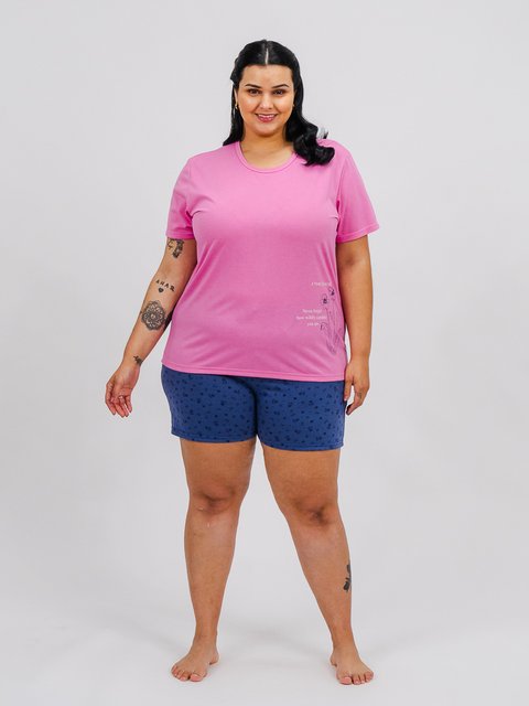 Pijama Feminino Plus Size de Verão - Time Is Now