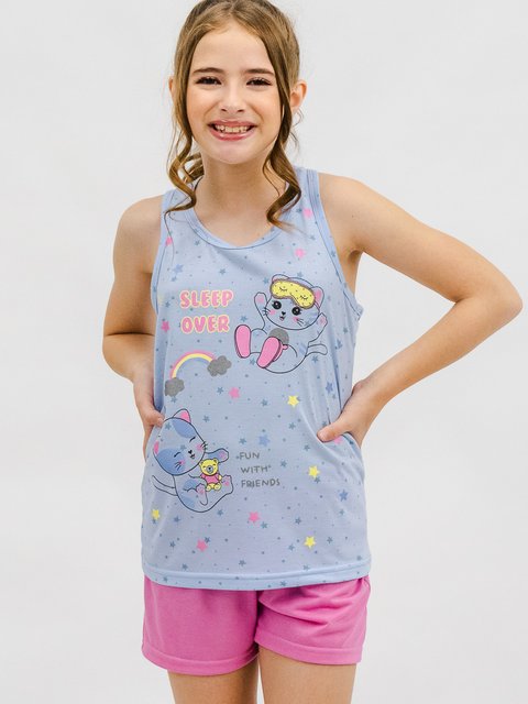 Pijama Infantil Menina Regata - Mais Diversão