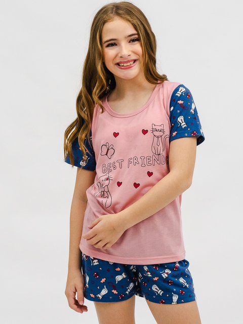 Pijama Infantil Menina de Verão - Os Melhores Amigos 