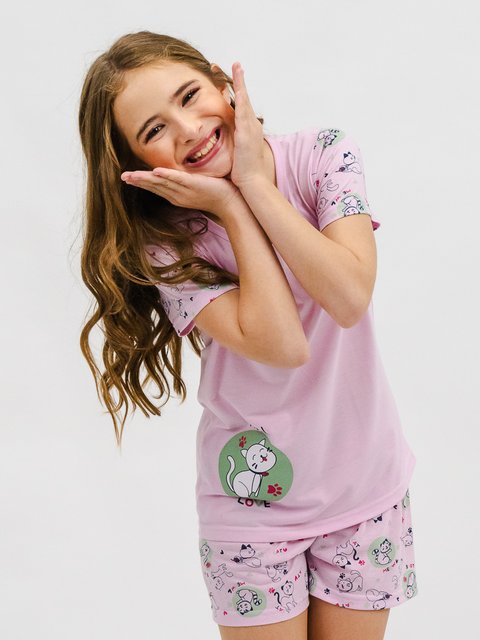 Pijama Infantil Menina de Verão - Meow Love 