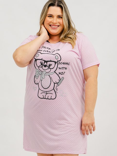 Camisetão Feminino Plus Size - Bear Pink