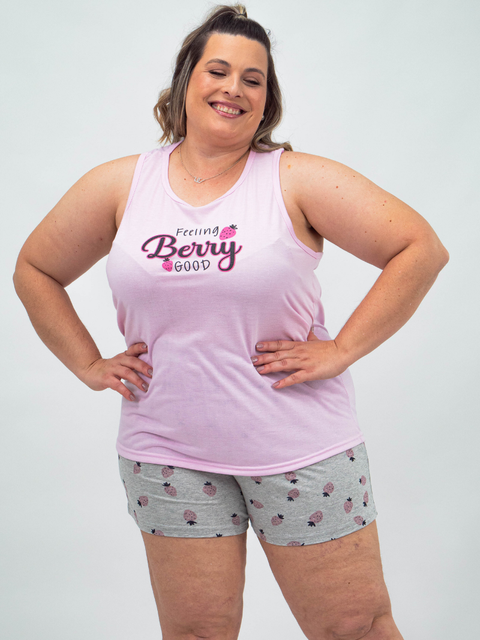 Pijama Feminino Plus Size Regata - Berry 