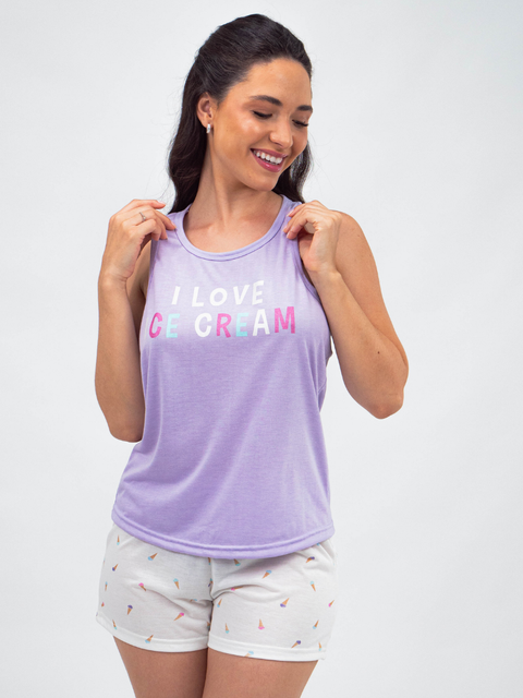 Pijama Feminino Regata - Ice Cream 