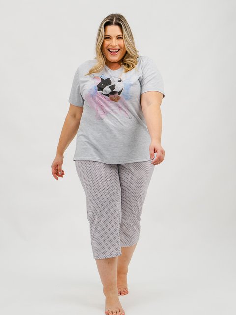 Pijama Feminino Plus Size Capri - Dog