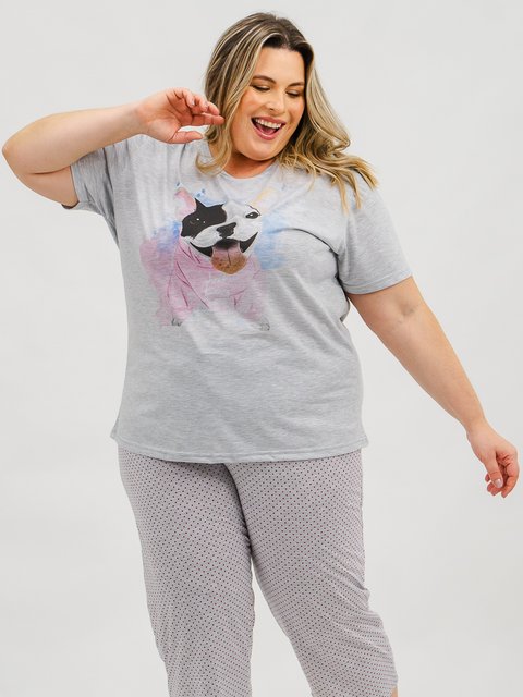 Pijama Feminino Plus Size Capri - Dog