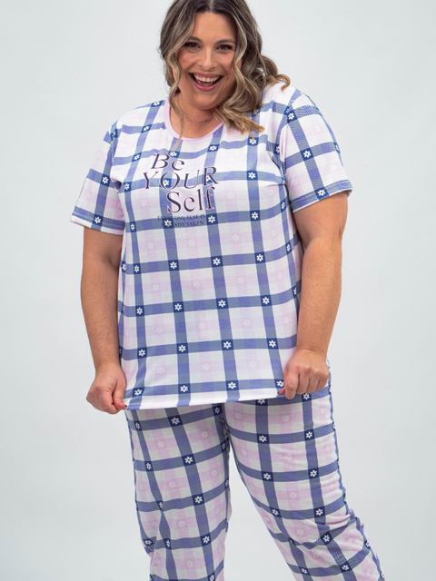 Pijama Feminino Plus Size Capri - Be Yourself Flowers