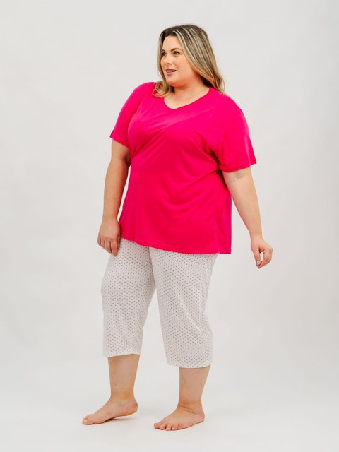Pijama Feminino Plus Size Capri - Cat Alone