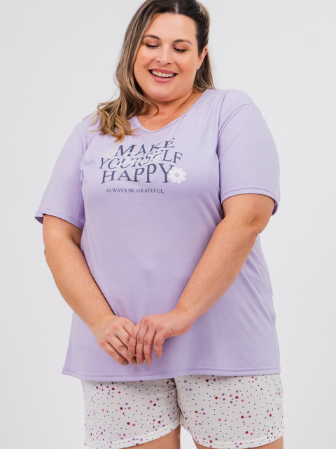 Pijama Feminino Plus Size de Verão - Happy