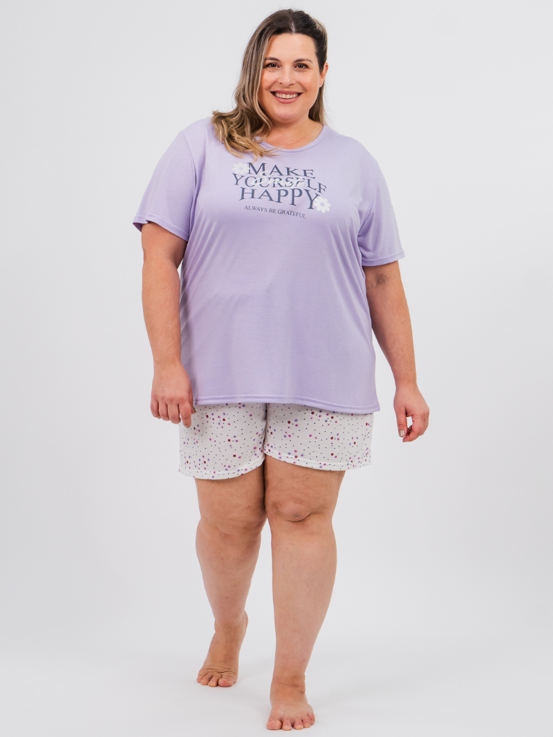 Pijama Feminino Plus Size de Verão - Happy