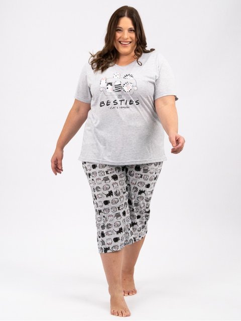 Pijama Feminino Plus Size Capri - Besties