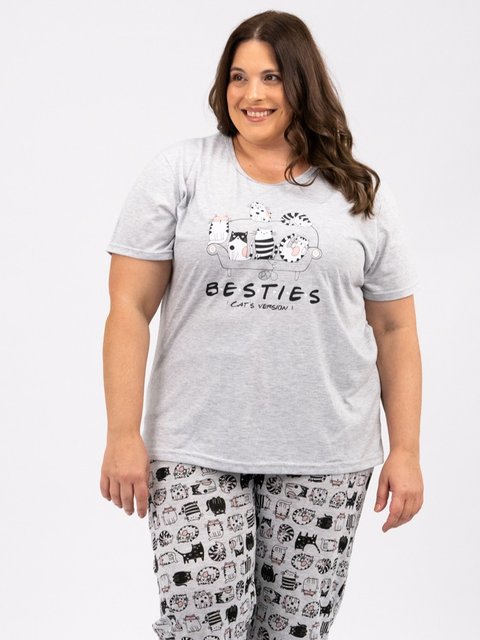 Pijama Feminino Plus Size Capri - Besties