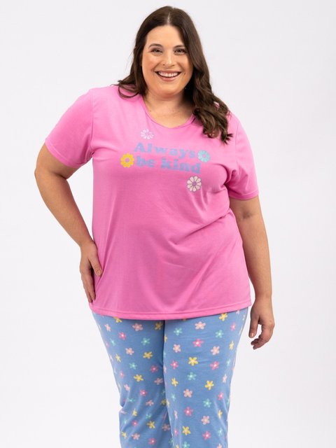 Pijama Feminino Plus Size Capri - Seja Sempre Gentil