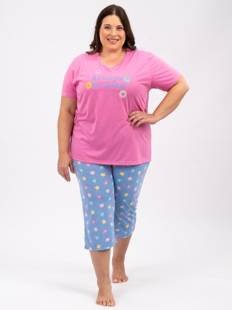 Pijama Feminino Plus Size Capri - Seja Sempre Gentil