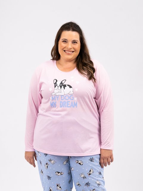 Pijama Feminino Plus Size de Inverno - My Dog My Dream