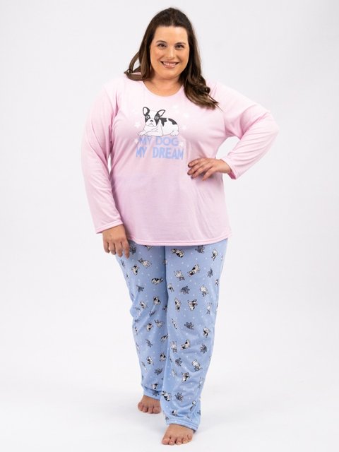 Pijama Feminino Plus Size de Inverno - My Dog My Dream