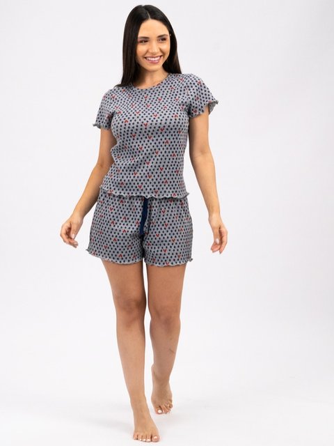 Pijama Feminino de Verão - Coração Poá