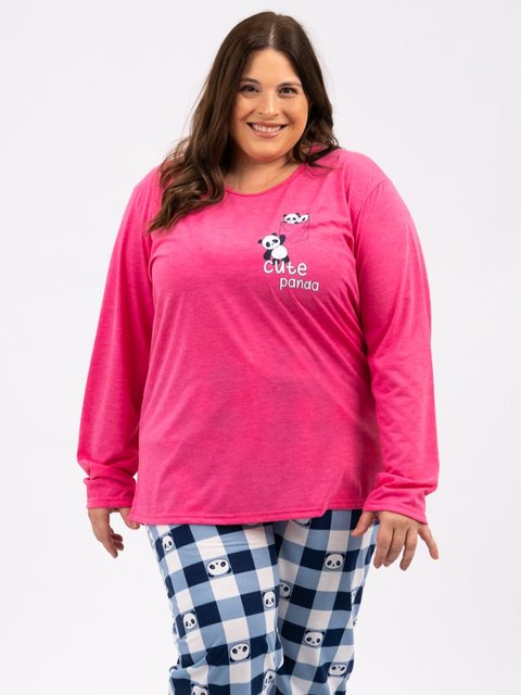Pijama Feminino Plus Size de Inverno - Cute Panda