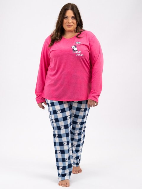 Pijama Feminino Plus Size de Inverno - Cute Panda