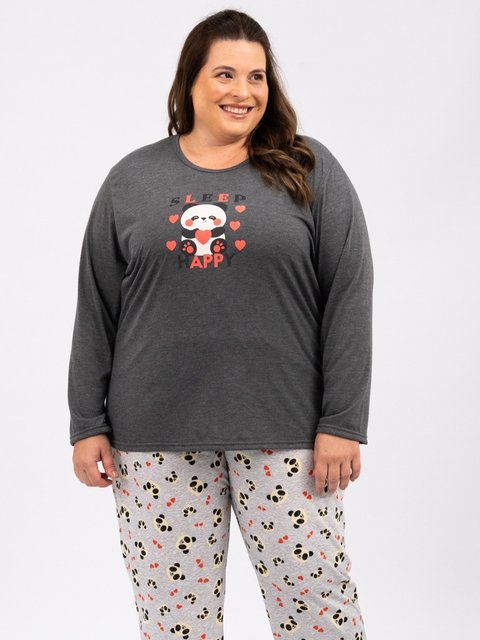 Pijama Feminino Plus Size de Inverno - Sleep Happy