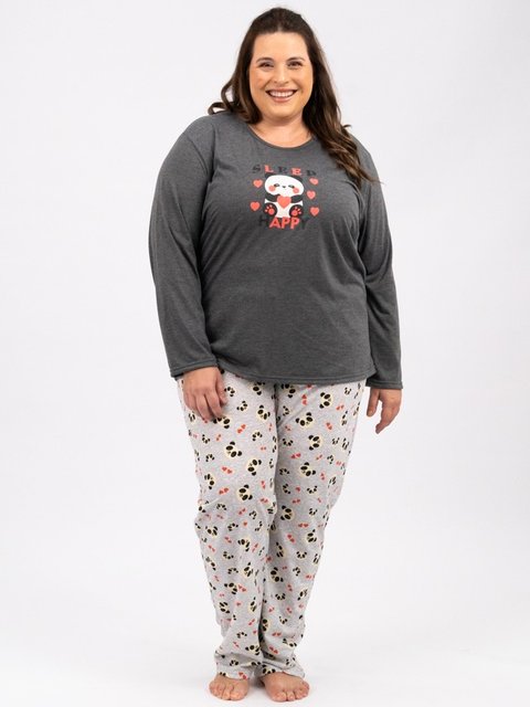 Pijama Feminino Plus Size de Inverno - Sleep Happy