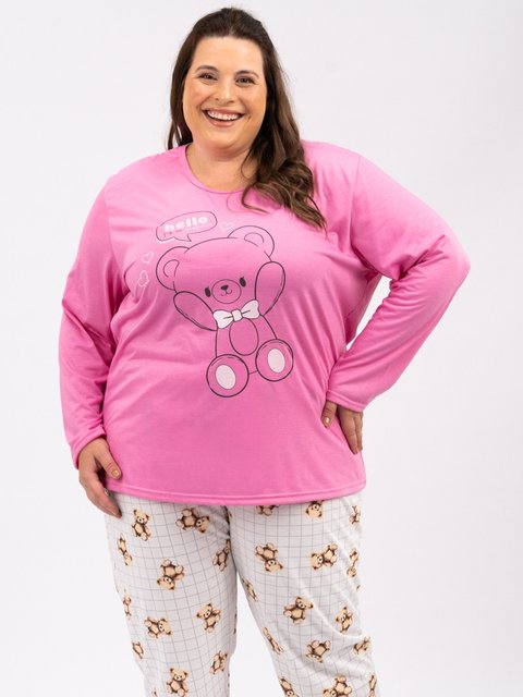 Pijama Feminino Plus Size de Inverno - Hello Bear