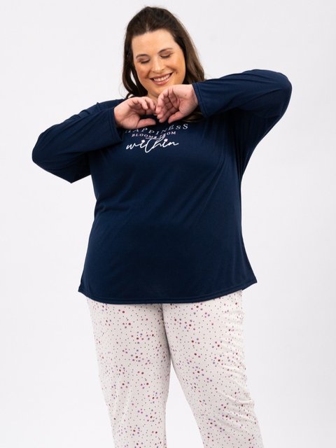 Pijama Feminino Plus Size de Inverno - Happiness