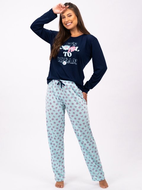 Pijama Feminino de Inverno - Floral